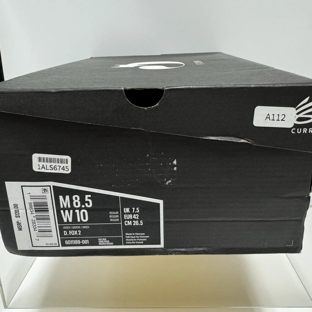 Brand New Under Armour Curry D Fox 2 6011189-001 Black Blue Shoes Men's size 8.5